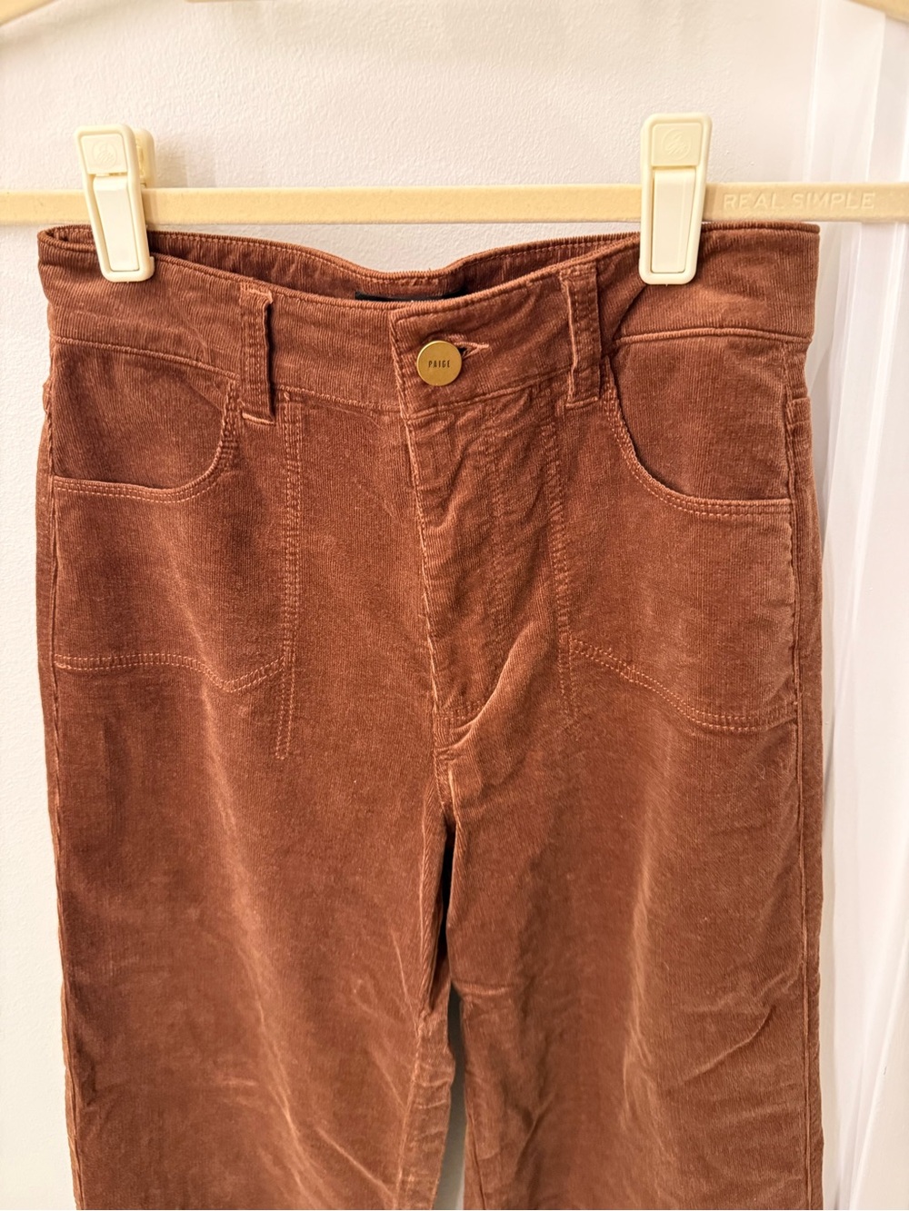 Paige Annessa High-Rise Wide-Leg Corduroy Jeans - Brown - Picture 6 of 8